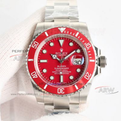 Swiss Clone Rolex Blaken Submariner Red Dial 3135 Movement Oyster Watch